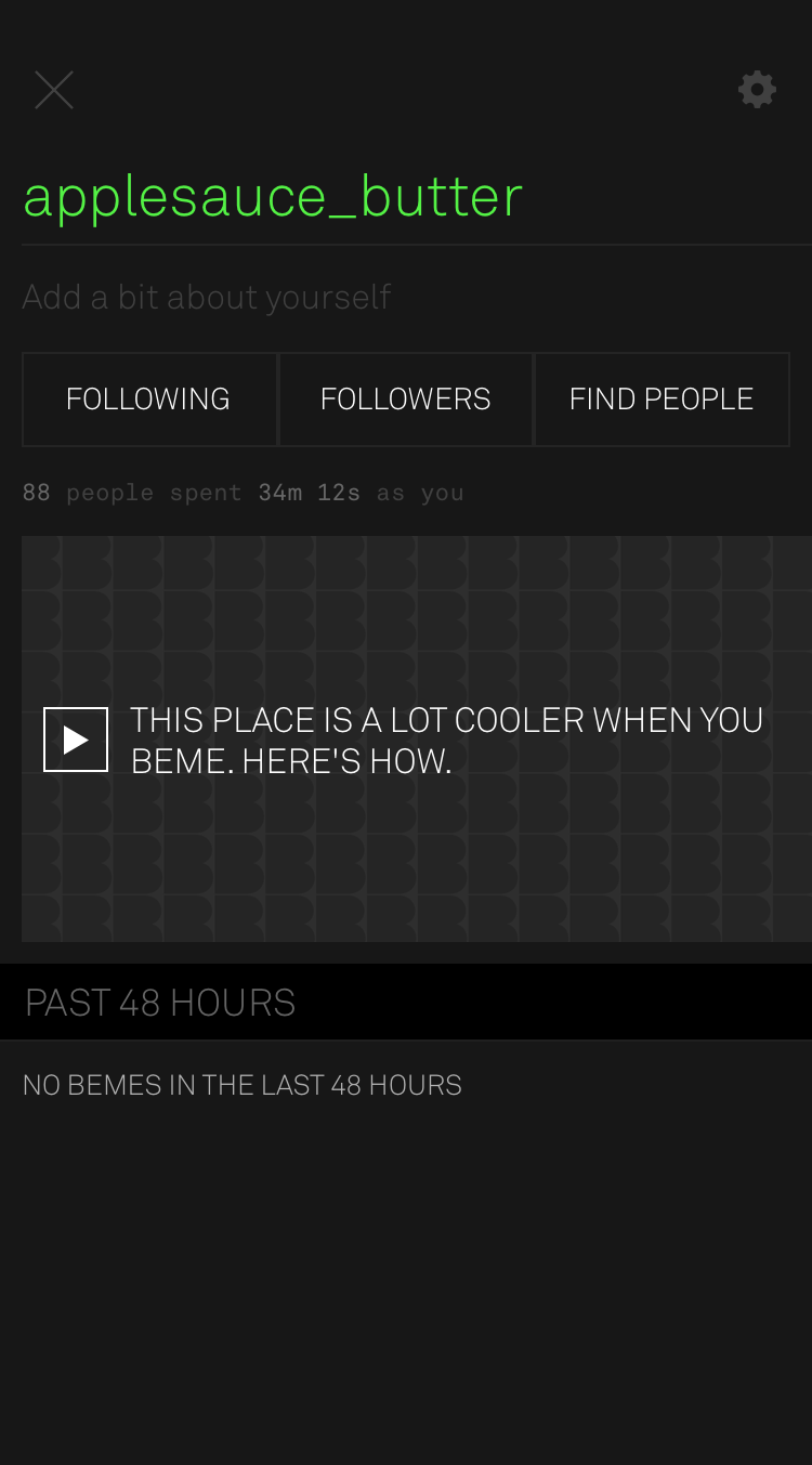 Beme App v0 – Personal Profile