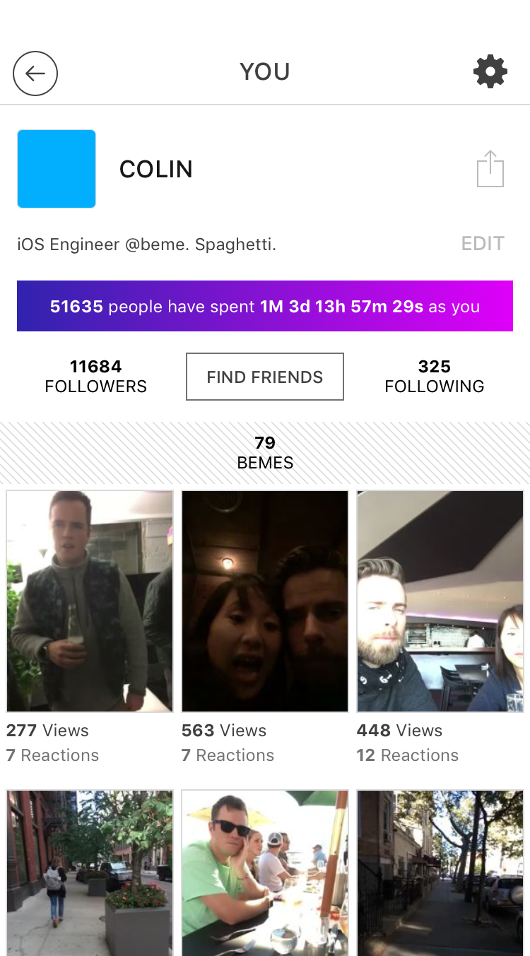Beme App v1 – Personal Profile